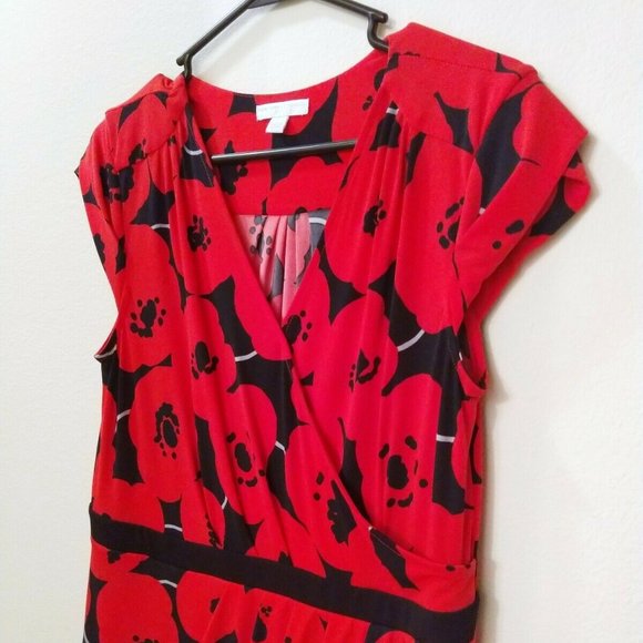 New York & Company Red Printed Dress Stretch - Picture 1 of 5